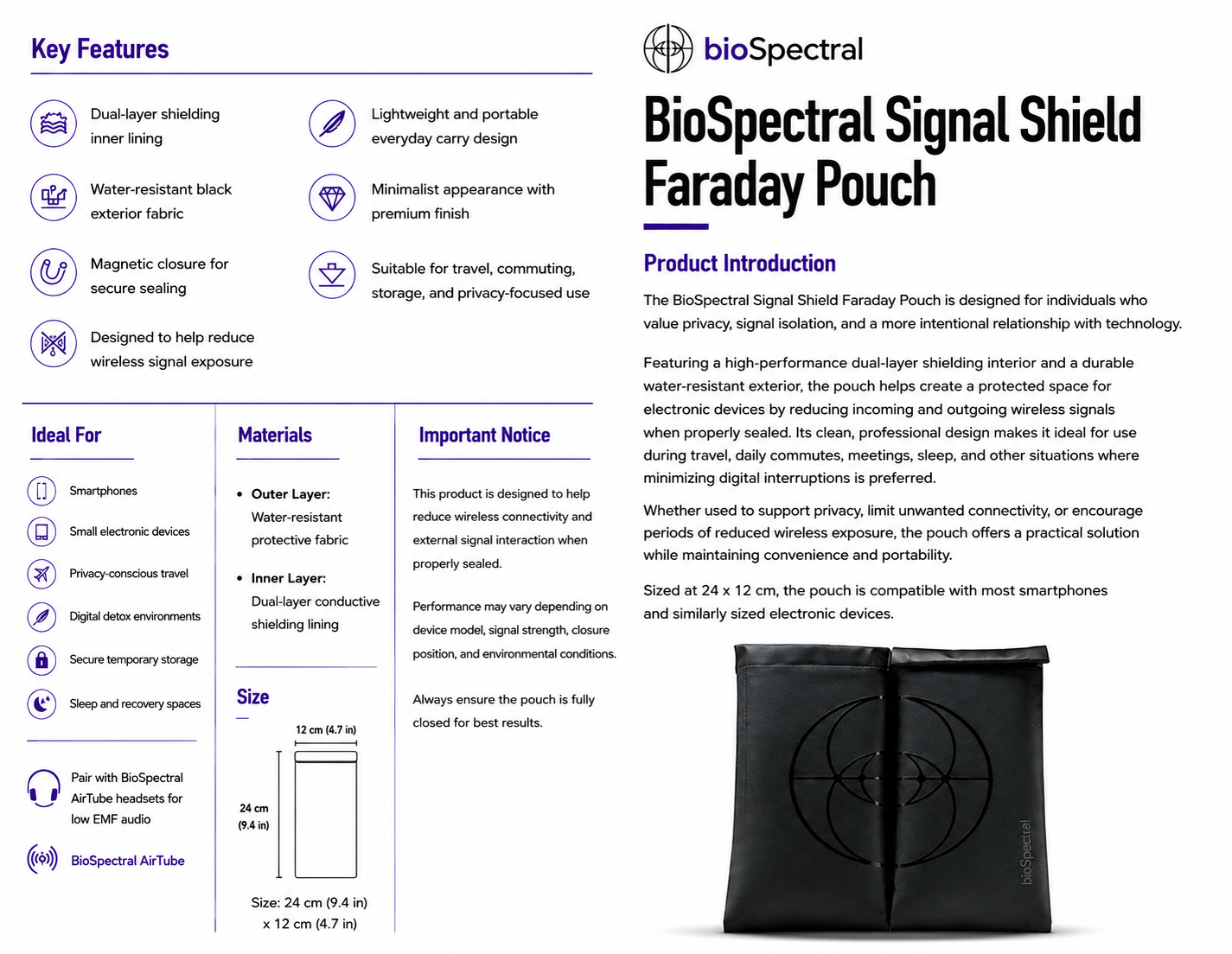BioSpectral Signal Shield Faraday Pouch