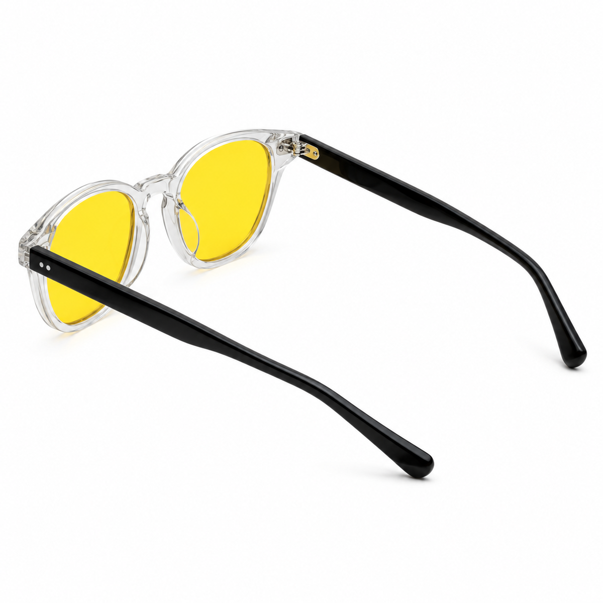 BioSpectral Systems Zoe Quartz (Day) daytime blue light filtering glasses, detail view of frame and lens