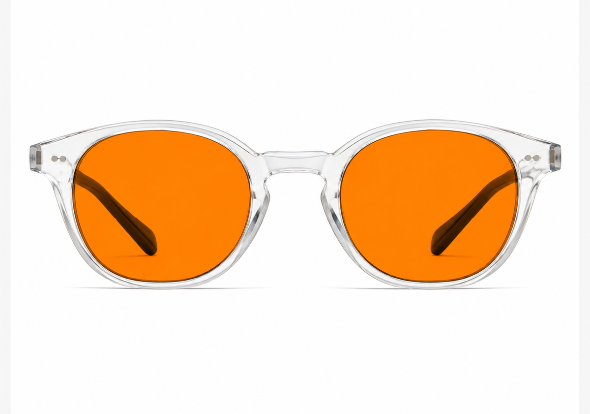 BioSpectral Systems Zoe Quartz (Night) nighttime blue light filtering glasses, front view