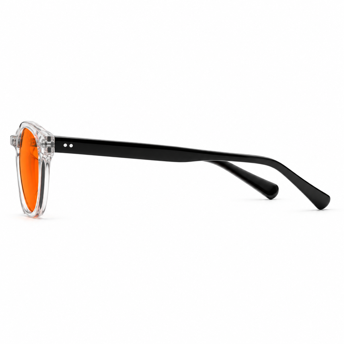 BioSpectral Systems Zoe Quartz (Night) nighttime blue light filtering glasses, three-quarter angled view