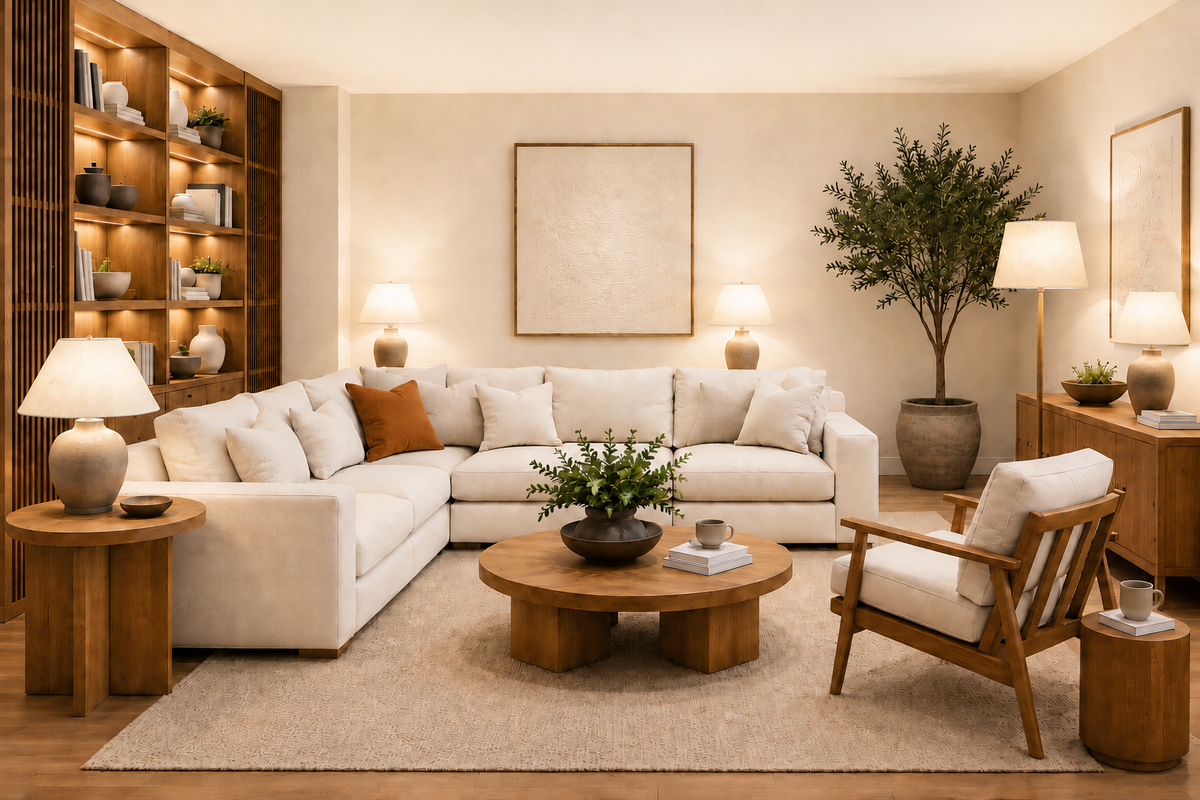 BioLux full spectrum lighting demonstrated in a contemporary living room